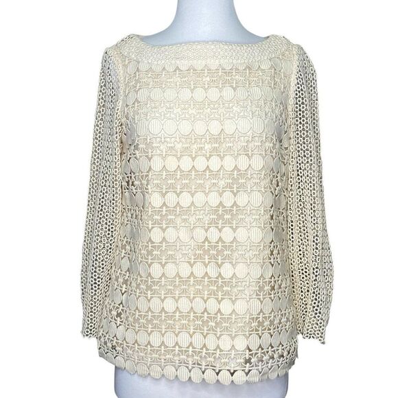 Tops - Tory Burch Charlotte Crochet Lace Top Size 6 Cream Ivory